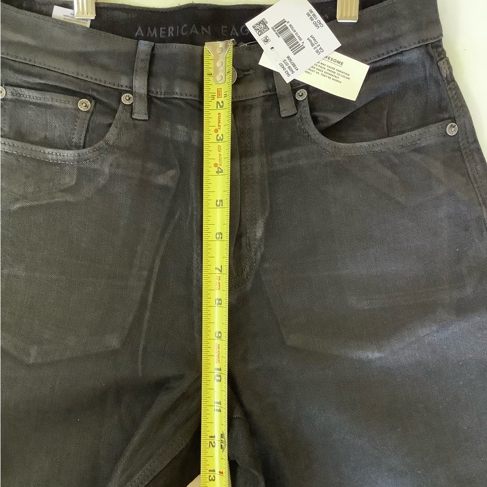 American Eagle Coated Super High Rise Baggy Straight Jeans - 2 Short - NWT - Picture 7 of 10